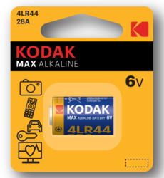 Baterie Kodak Max Alkaline 28A, 476A, 4LR44, V4034PX, 2CR1/3N, V28PX, 6V (Blistr 1ks) - 1