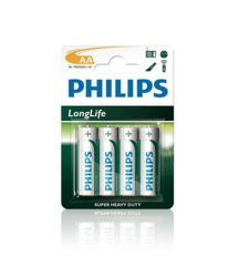 Baterie Philips LongLife, LR6, AA, Zinc-Chloride (Blistr 4ks)