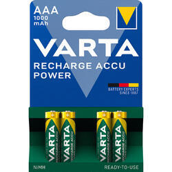 Baterie Varta Recharge Accu Power HR03, 56743101404, AAA, 1000mAh, nabíjecí, (Blistr 4ks) - 1