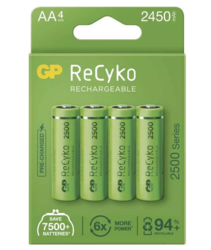 Baterie GP ReCyko 2500mAh, HR6, AA, Ni-Mh, nabíjecí,1032224250 (Blistr 4ks) - 1