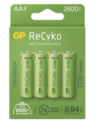 Baterie GP ReCyko 2700 AA, HR6, Ni-Mh, nabíjecí, 1032224270, 1032214130 (Blitr 4ks) - 1