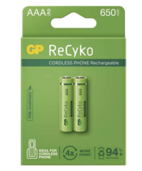 Baterie Baterie GP ReCyko 650mAh, Cordless HR03, AAA, (Blistr 2ks), nabíjecí, 1032122061 - 1