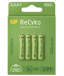 Baterie GP ReCyko 1000mAh ,HR03 (AAA), Ni-Mh, nabíjecí, 1032124100 (Blistr 4ks) - 1