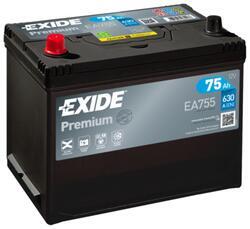 Autobaterie EXIDE Premium, 12V, 75Ah, 630A, EA755, Carbon Boost, Levá - 1