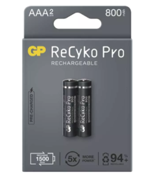 Baterie GP ReCyko Pro 800mAh, AAA, HR03, Ni-MH, nabíjecí, 1033122080, B2218 (Blistr 2ks) - 1