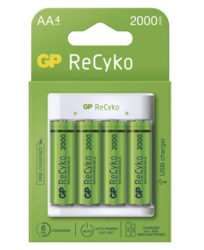 Nabíječka baterií GP Eco E411 + 4× AA 2000 ReCyko, B51414, (USB) 1604841110 - 2