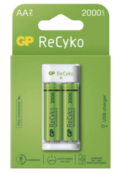 Nabíječka baterií GP Eco E211 + 2× AA 2000 ReCyko, B51214, (USB) 1604821110  - 2