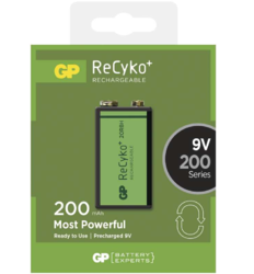 Baterie GP Recyko 200mAh, 6F22, 9V, nabíjecí, 1032521020, (Blistr 1ks) - 3