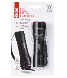 LED svítilna kovová, 500 lm, 4× AAA, FOKUS, P3115 - 3